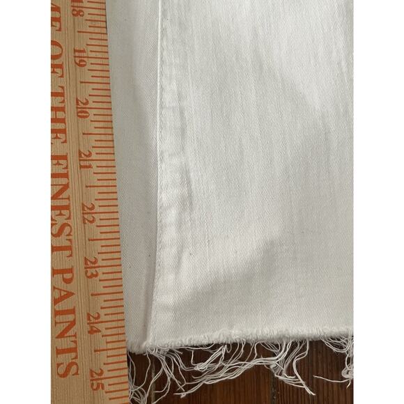 FRAME Denim Le High Flare Jeans Blanc •25• White Stretch Cropped Raw Hem - Picture 3 of 7